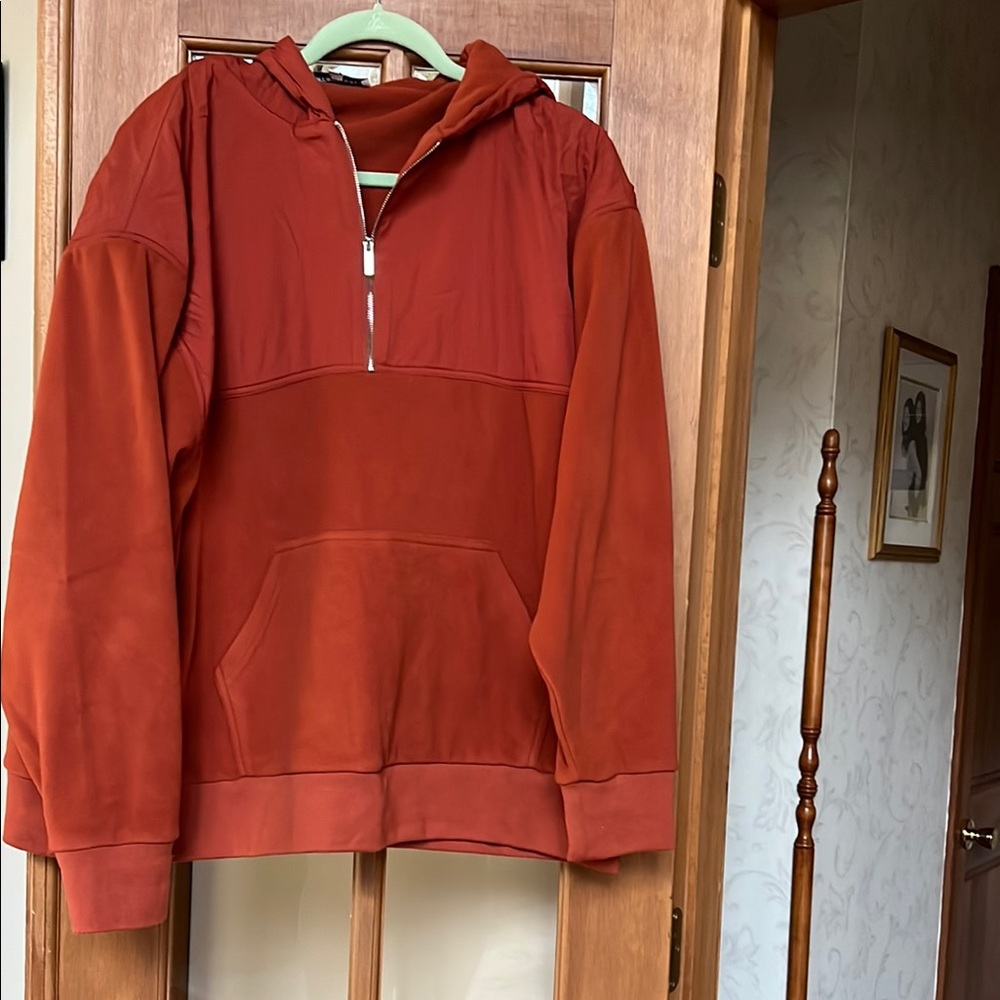 WeWoreWhat - Rust Orange Half-Zip Hoodie